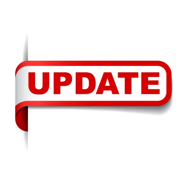 Red UPDATE ribbon banner graphic