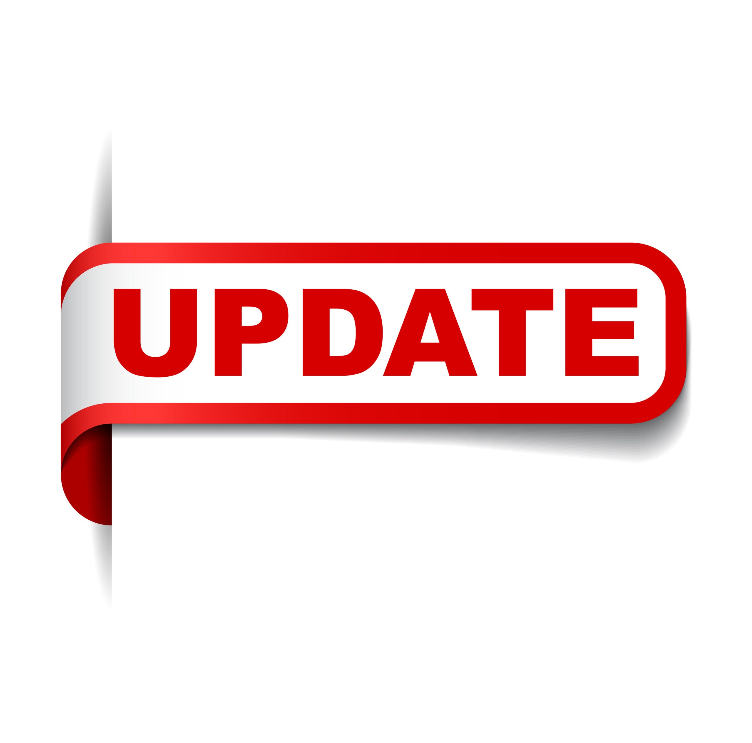 Red UPDATE ribbon banner graphic