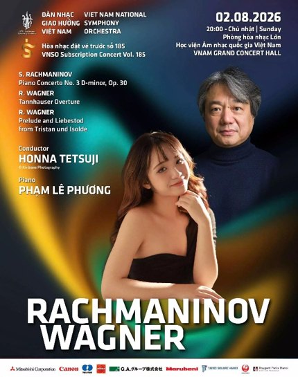 Concert poster for Rachmaninov and Wagner with pianist Pham Le Phuong