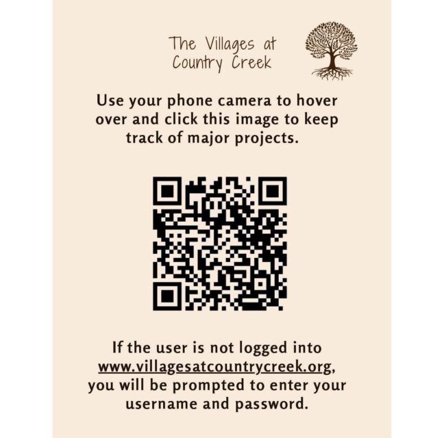 QR code flyer for tracking VCC major projects on the community website