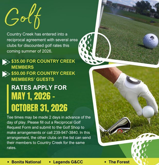 2026 VCC reciprocal golf flyer